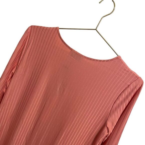 NSR Pink Ribbed Long Sleeve Midi Dress Size Large NWT - Picture 6 of 8